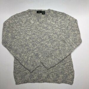 Roe Women's V-Neck Sweater Gray Soft Neutral Wool Acrylic Medium